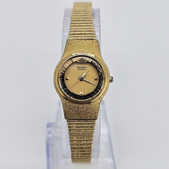 VTG Seiko Galaxy Women's Watch 20MM Gold Dial Bracelet Band Up to 8" New Battery - Picture 1 of 12